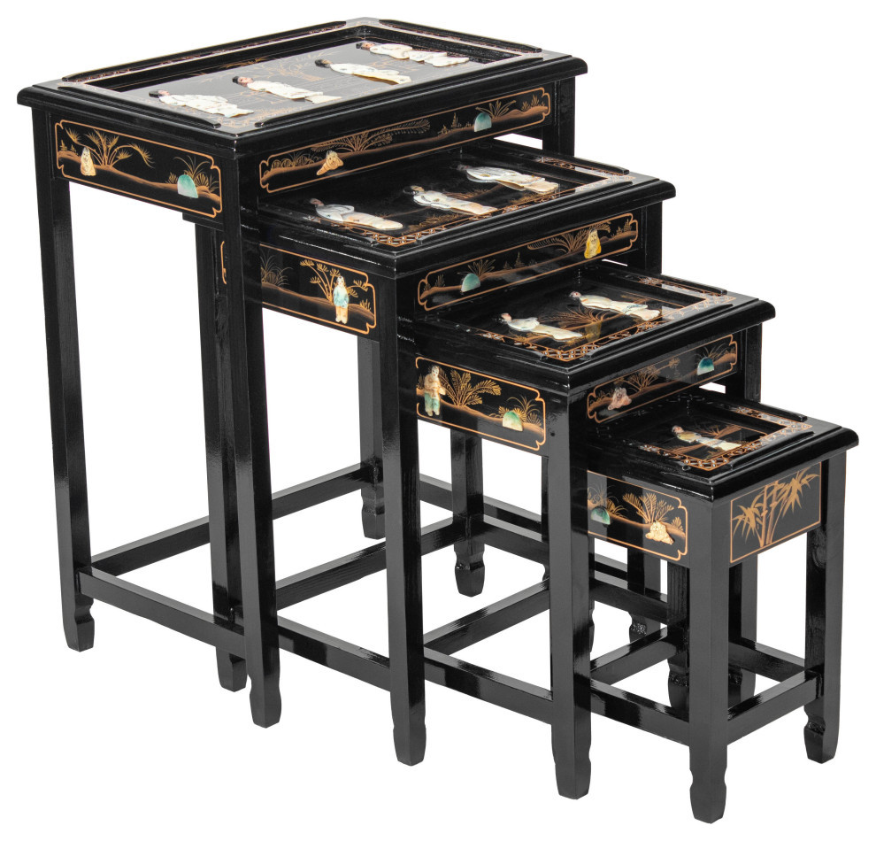 Black Lacquer Nesting Tables Royal Ladies   Asian   Coffee Table Sets   by Oriental Furniture  Houzz