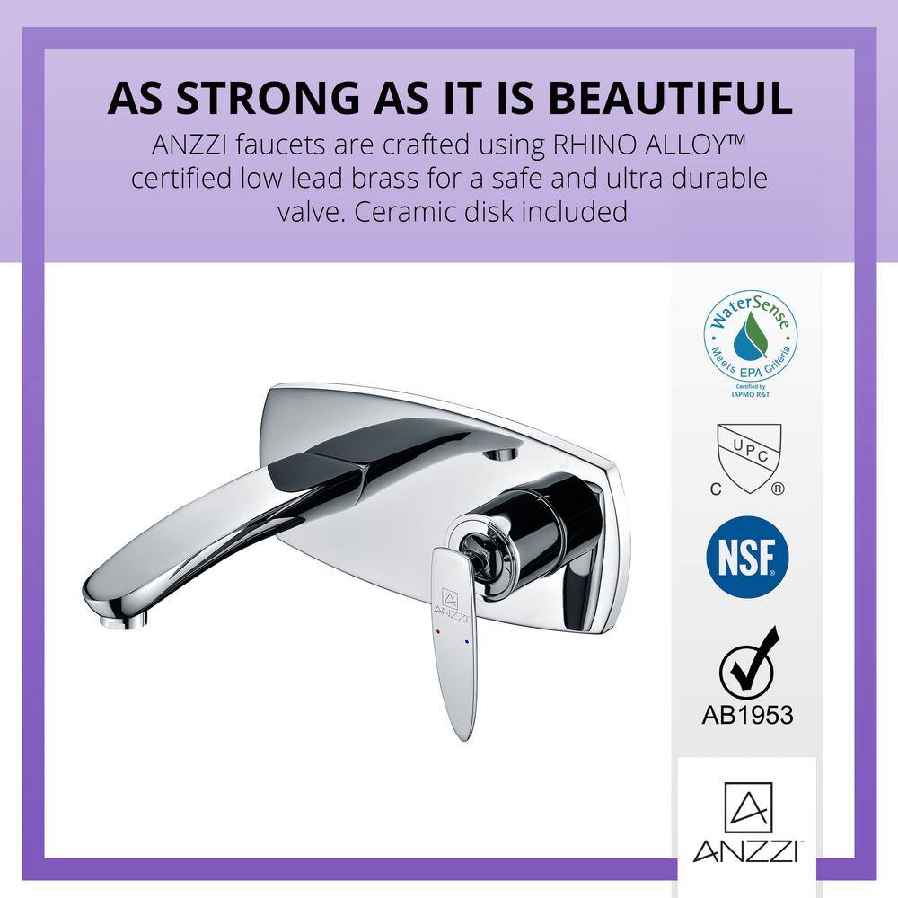 ANZZI Voce Series Single-Handle Wall Mount Bathroom Faucet in Polished Chrome L-AZ023