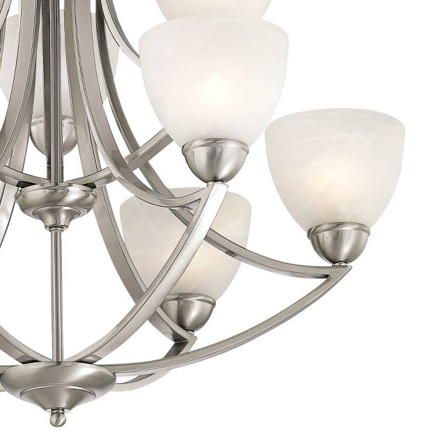 Wide Industrial Tiered White Glass Shade 9 light Fixture For Dining Room House Kitchen Island