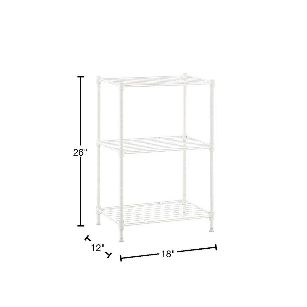 mzg White 3-Tier Steel Powder Coating Wire Garage Storage Shelving Unit (18 in. W x 26 in. H x 12 in. D) E304567OW301LB