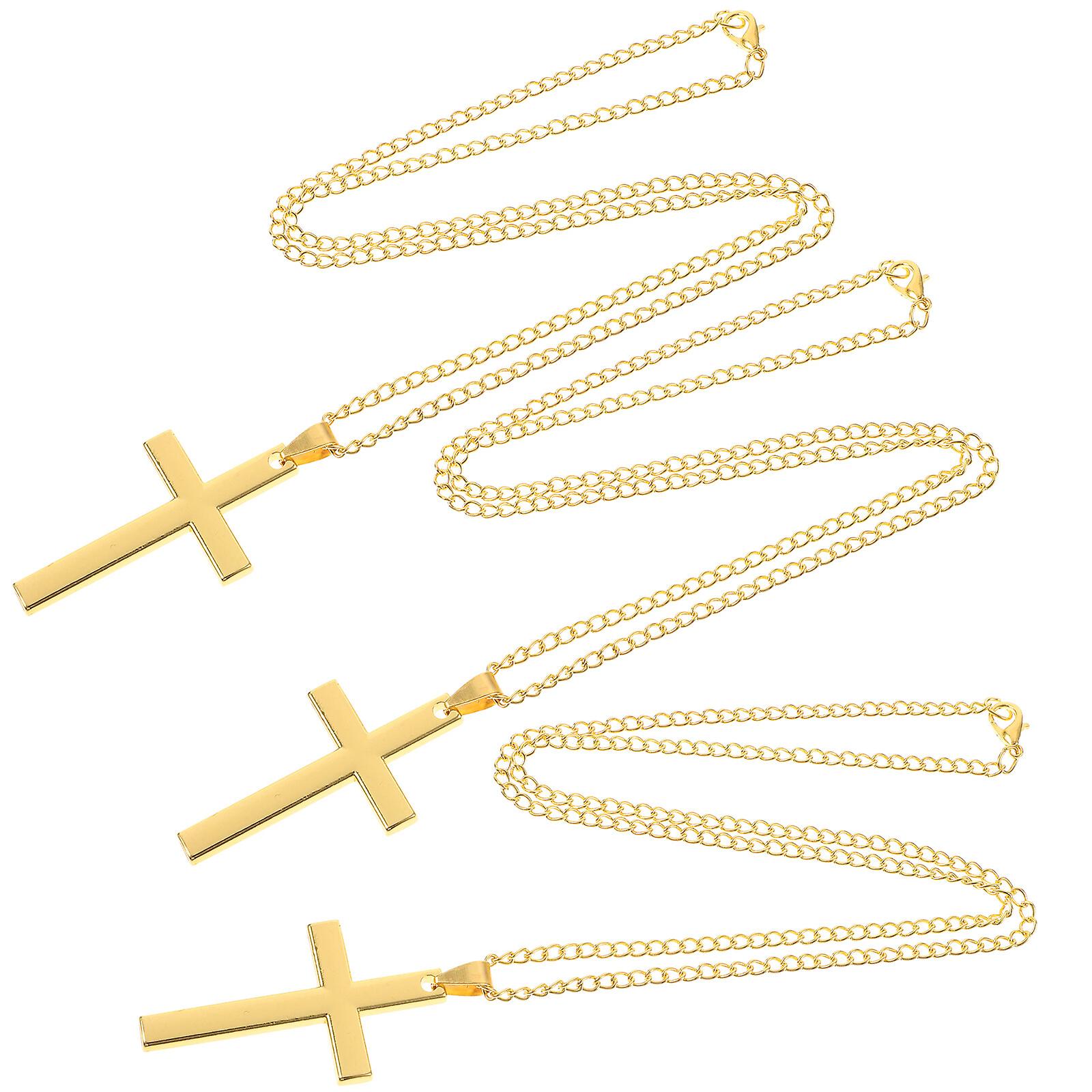 3pcs Cross Pendant Necklaces Decorative Cross Necklaces Cross Chains Cross Necklaces