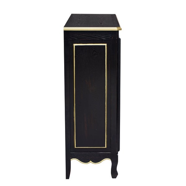 Accent Storage Cabinet with 2 Doors，Pure Hand Drawn，Solid Wood Legs