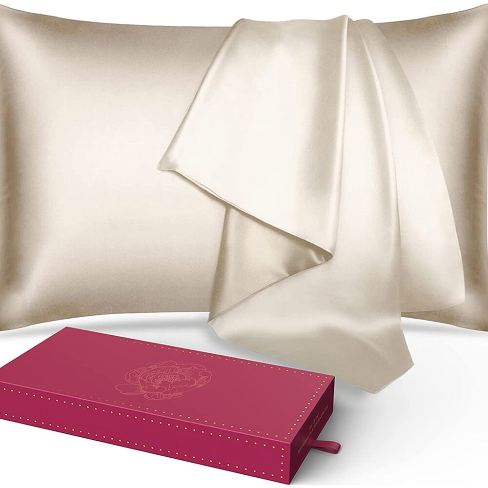 Double Sided Design Silk Pillowcase with Hidden Zipper Champagne Gold