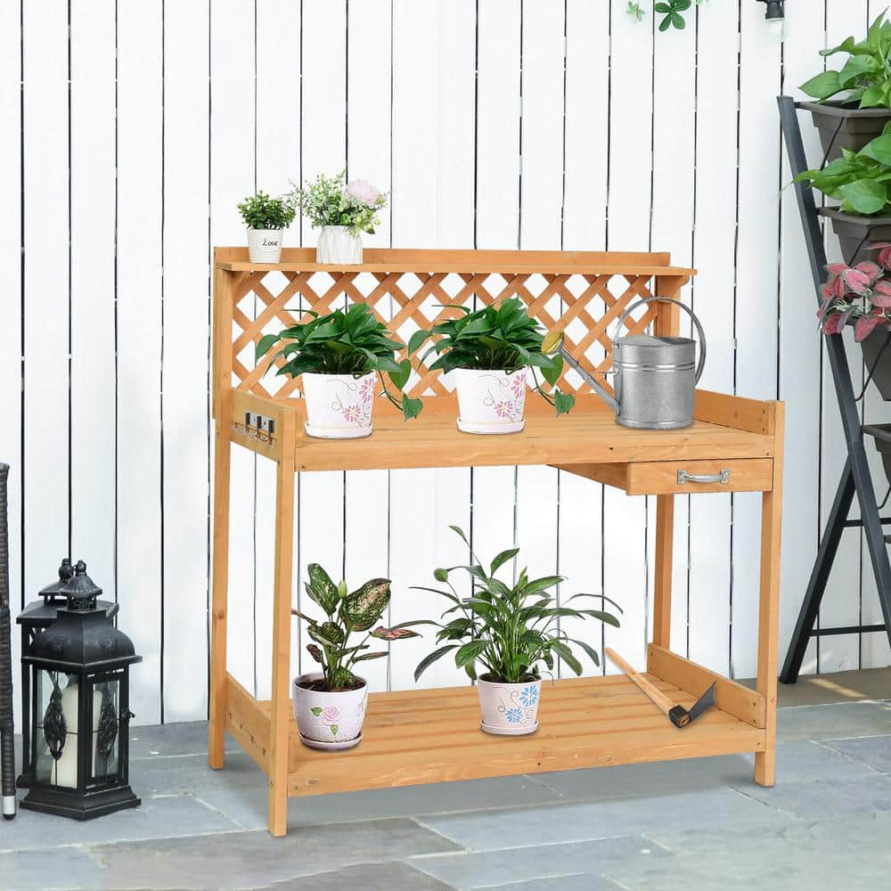 Karl home 44 in. x 19.8 in. x 45 in. Garden Work Potting Bench with Drawer 836523940277