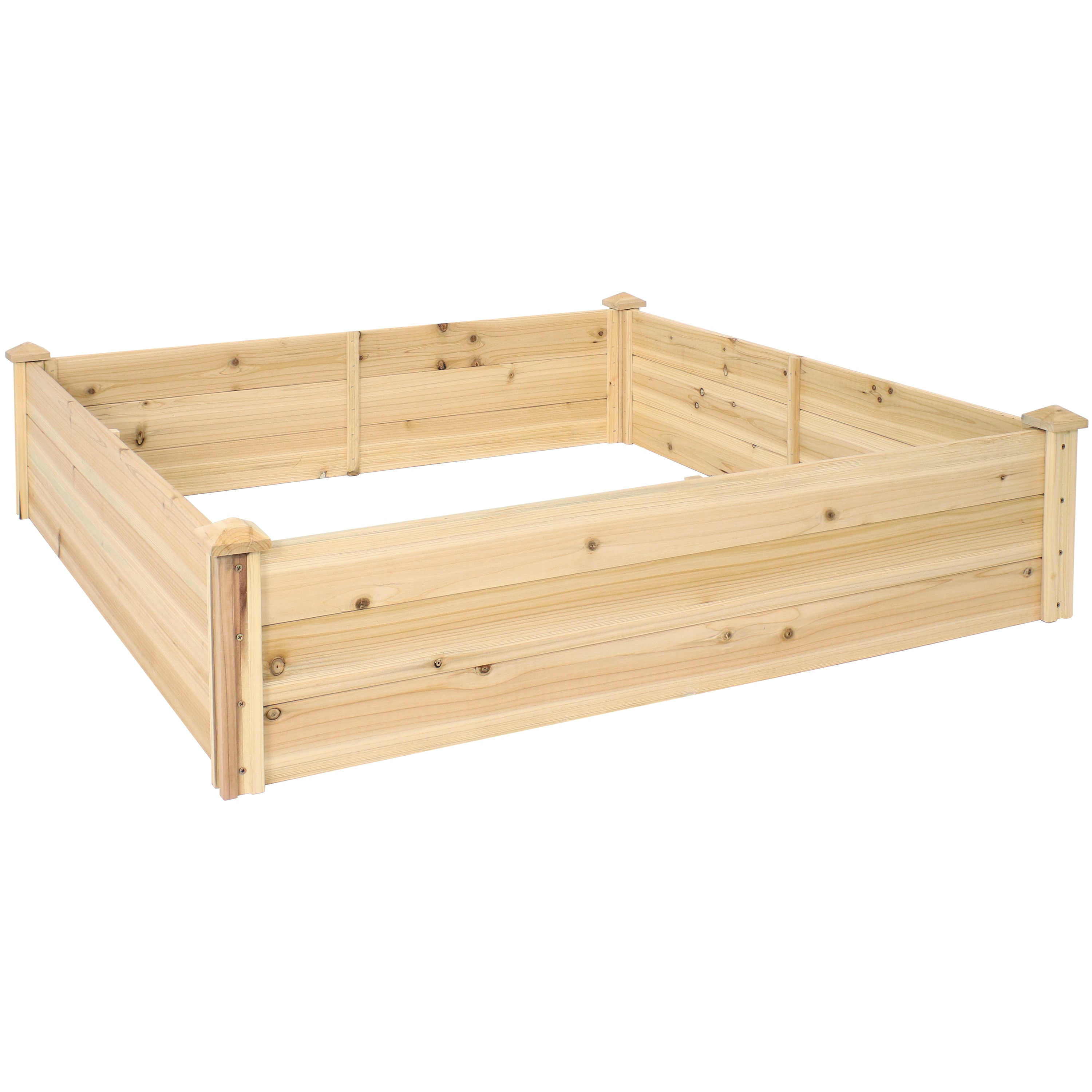 Sunnydaze Outdoor Square Wood Raised Garden Bed for Flower, Vegetable, and Herb Gardening - 48