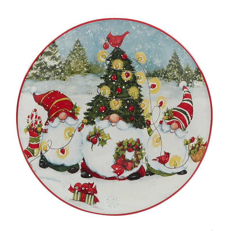 Certified International Set of 4 Christmas Gnomes Dessert Plates