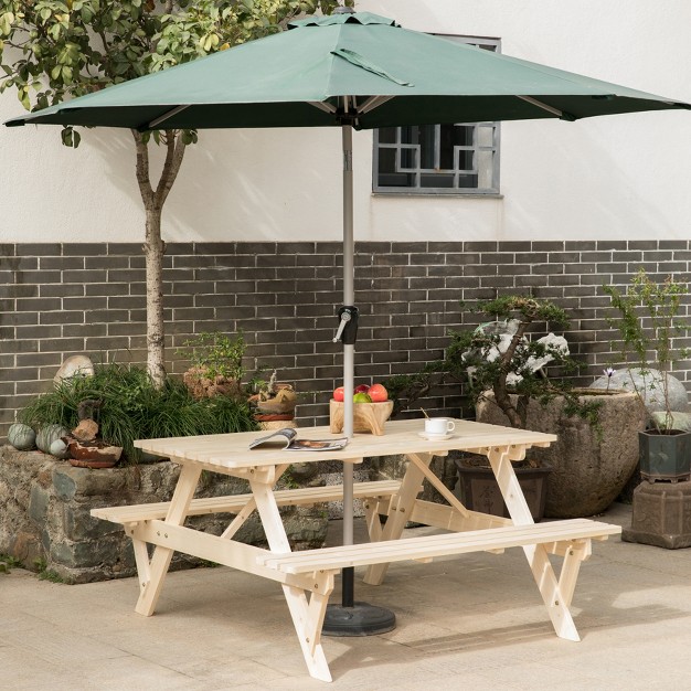 Gardenised Outdoor Wooden Patio Deck Garden 6 person Picnic Table For Backyard Garden