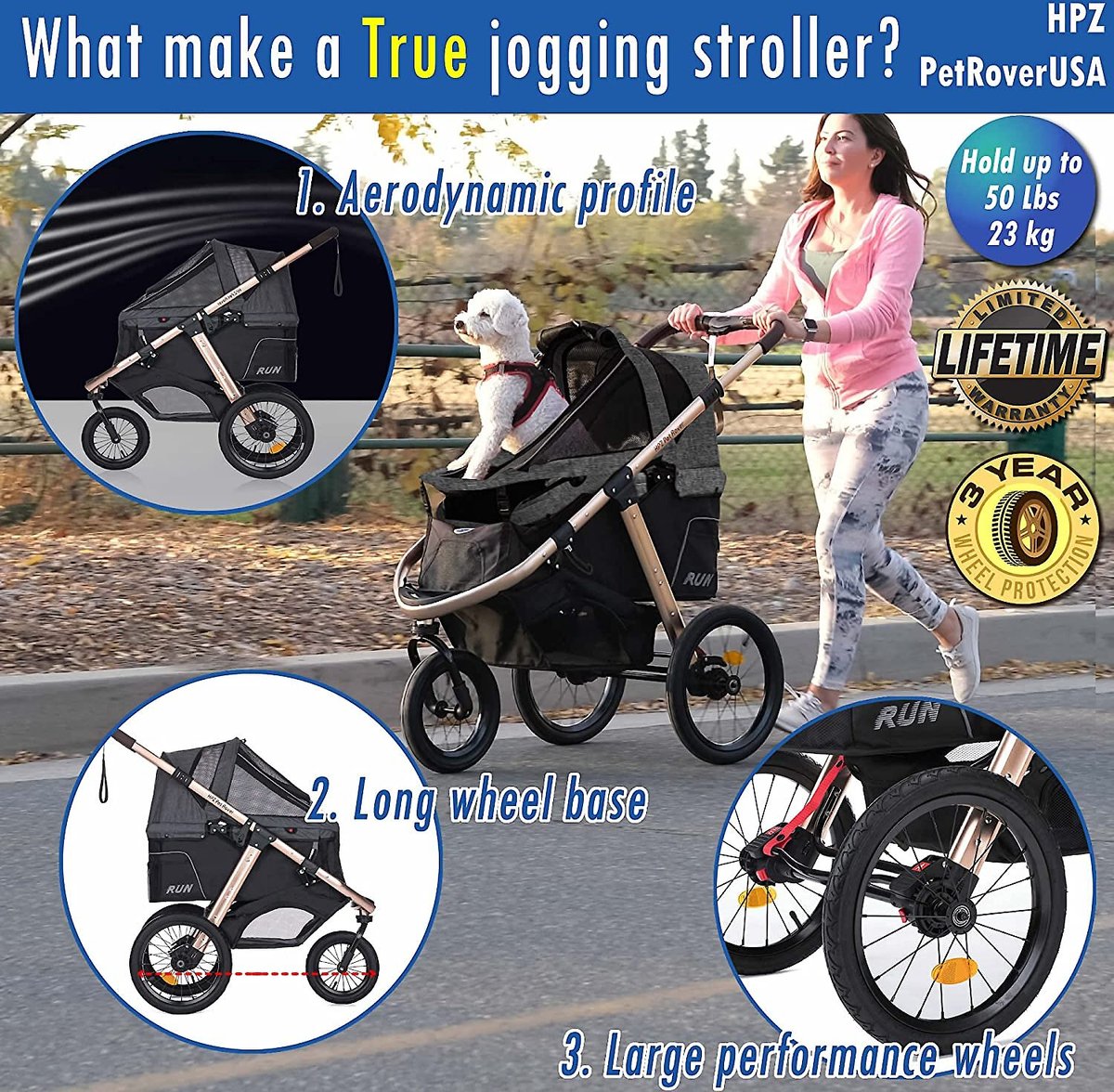 HPZ Pet Rover Run Performance Jogging Dog and Cat Stroller