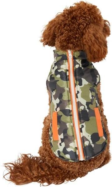 Frisco Camo Print Insulated Dog and Cat Zippered Coat， Green