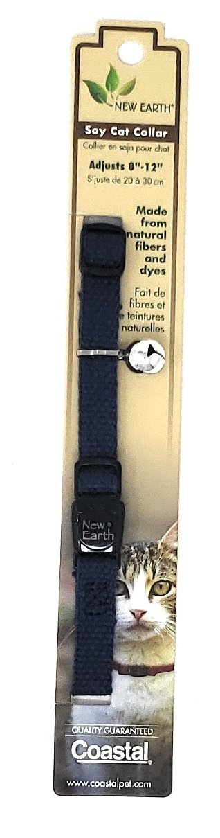 New Earth Soy Cat Collar Three eighths inch x 8-12inch INDIGO BLUE