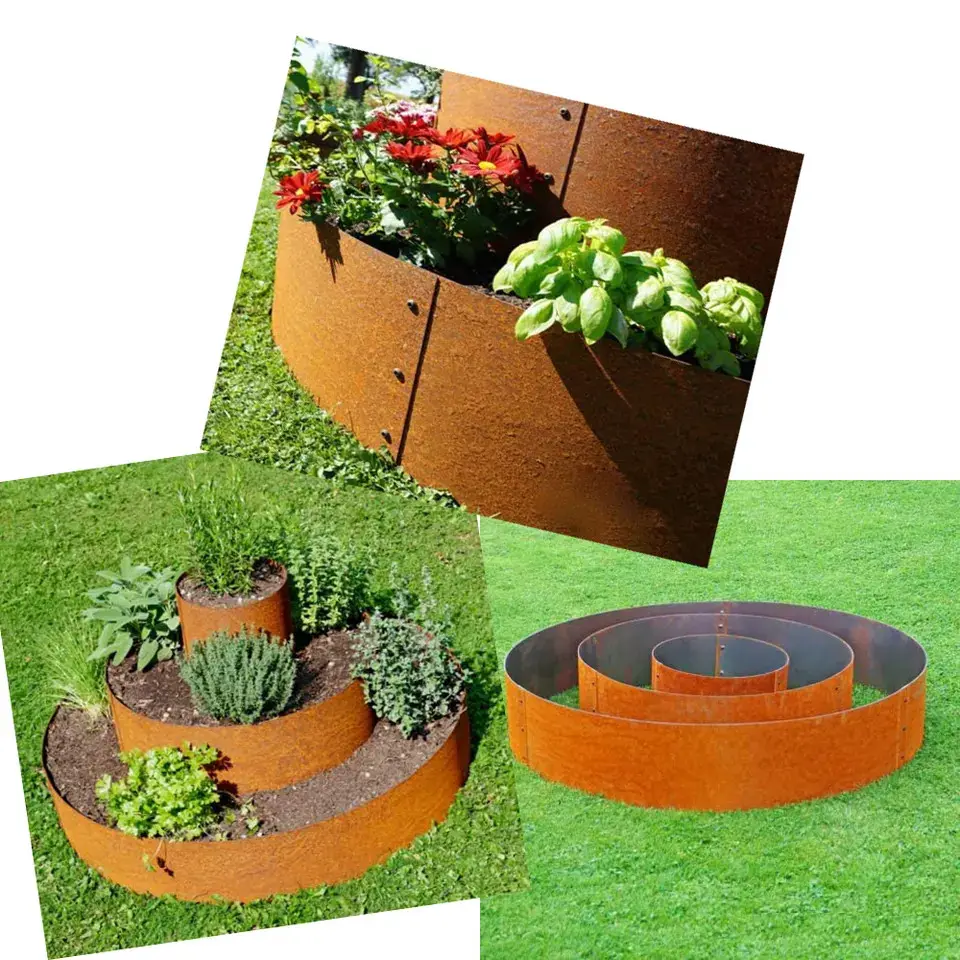 Corten Steel Garden Metal Decor Outdoor OEM Flexible Edging Border Garden Flower Beds Landscape Edging Kit Steel Raised Edge ODM