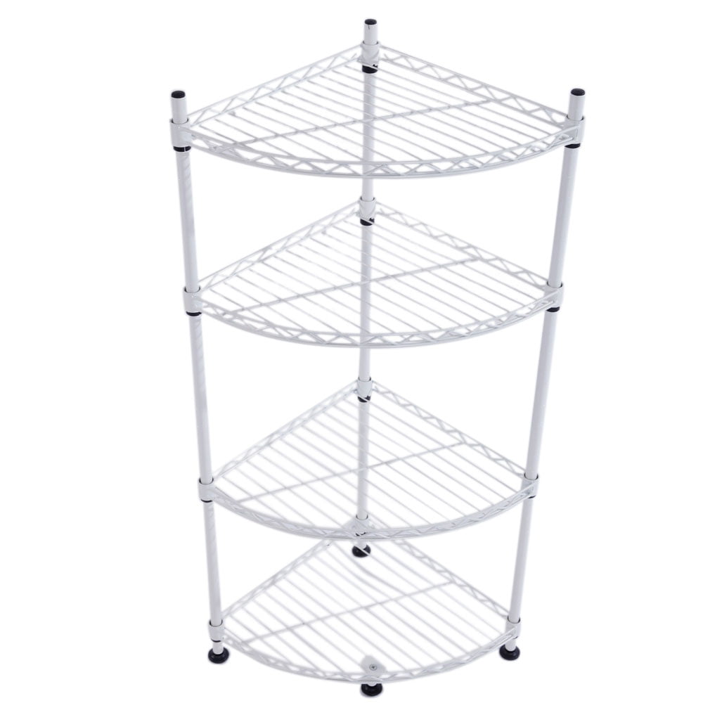 4-Layer Plastic Coated Triangle Corner Organizer Shelf 300*300*800 White