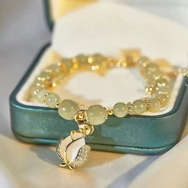 🔥  BUY 1 GET 1 FREE 💞--Lucky Wada Jade gold leaf bracelet