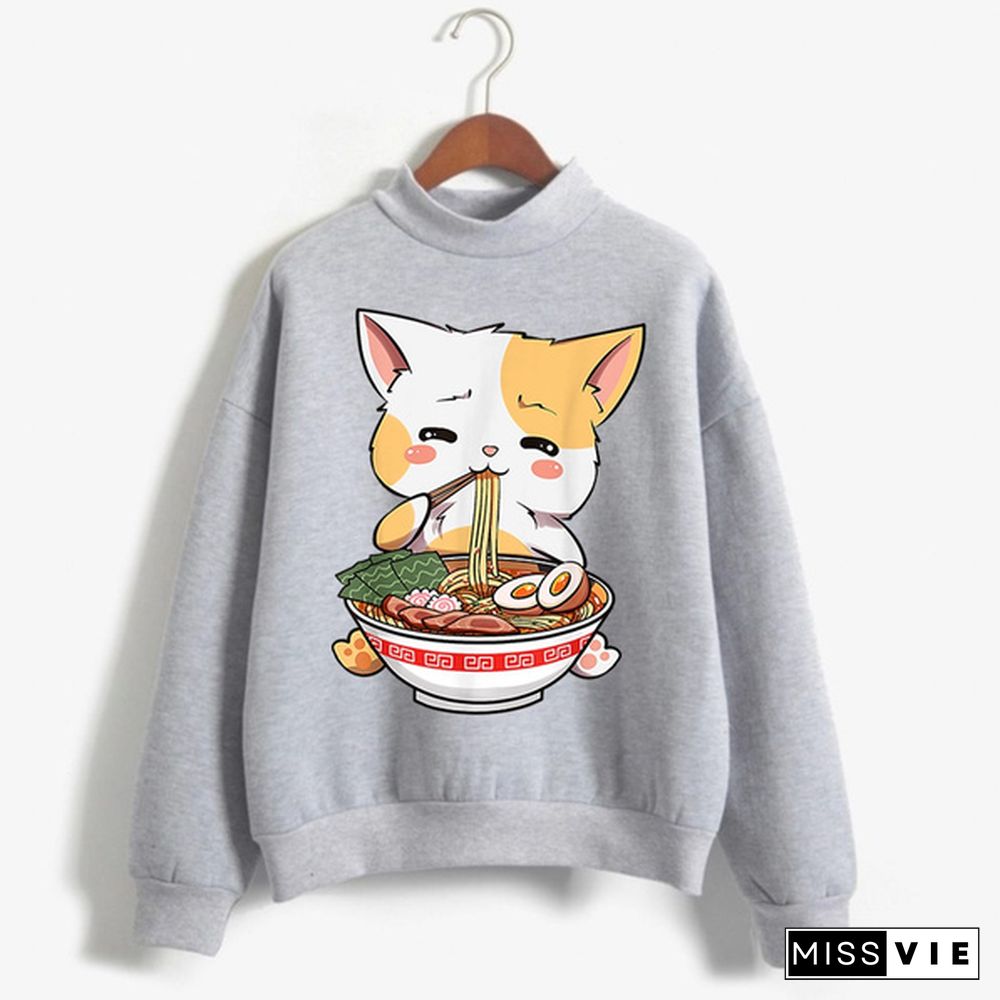 New Japanese Ramen Pullover Sweatshirt Fashion Long Sleeve Tops Women Men Autumn Winter Clothing