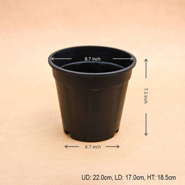 9 inch (23 cm) Grower Round Plastic Pot (Black) (set of 6)