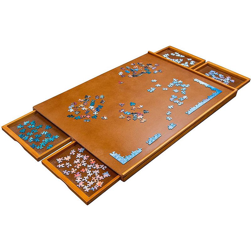 Jumbl 1000 Piece Puzzle Board， 23” x 31” Wooden Jigsaw Puzzle Table and Trays