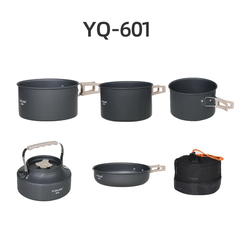 Customised portable storage cookware Aluminum high quality 3L camping pot kettle frying pan