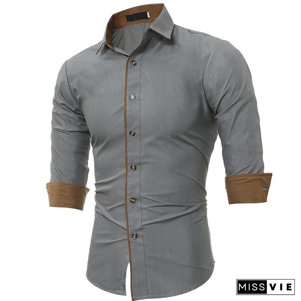 Fashion Plus Size Men's Casual Long Sleeve Shirt