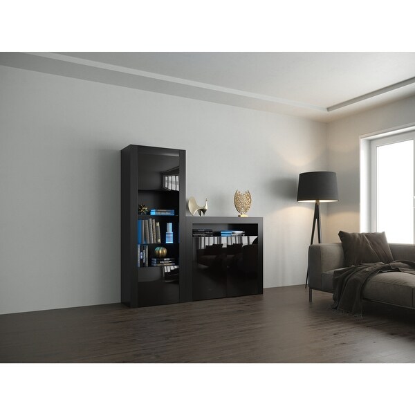 Milano Set 2D-BK Modern Wall Unit Entertainment Center