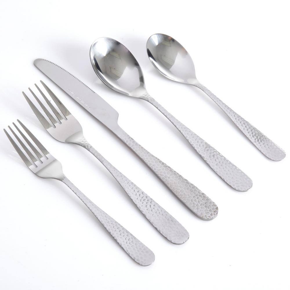 Gibson Home Hammered 46-Piece Stainless Steel Flatware Set (Service for 8) 985100059M