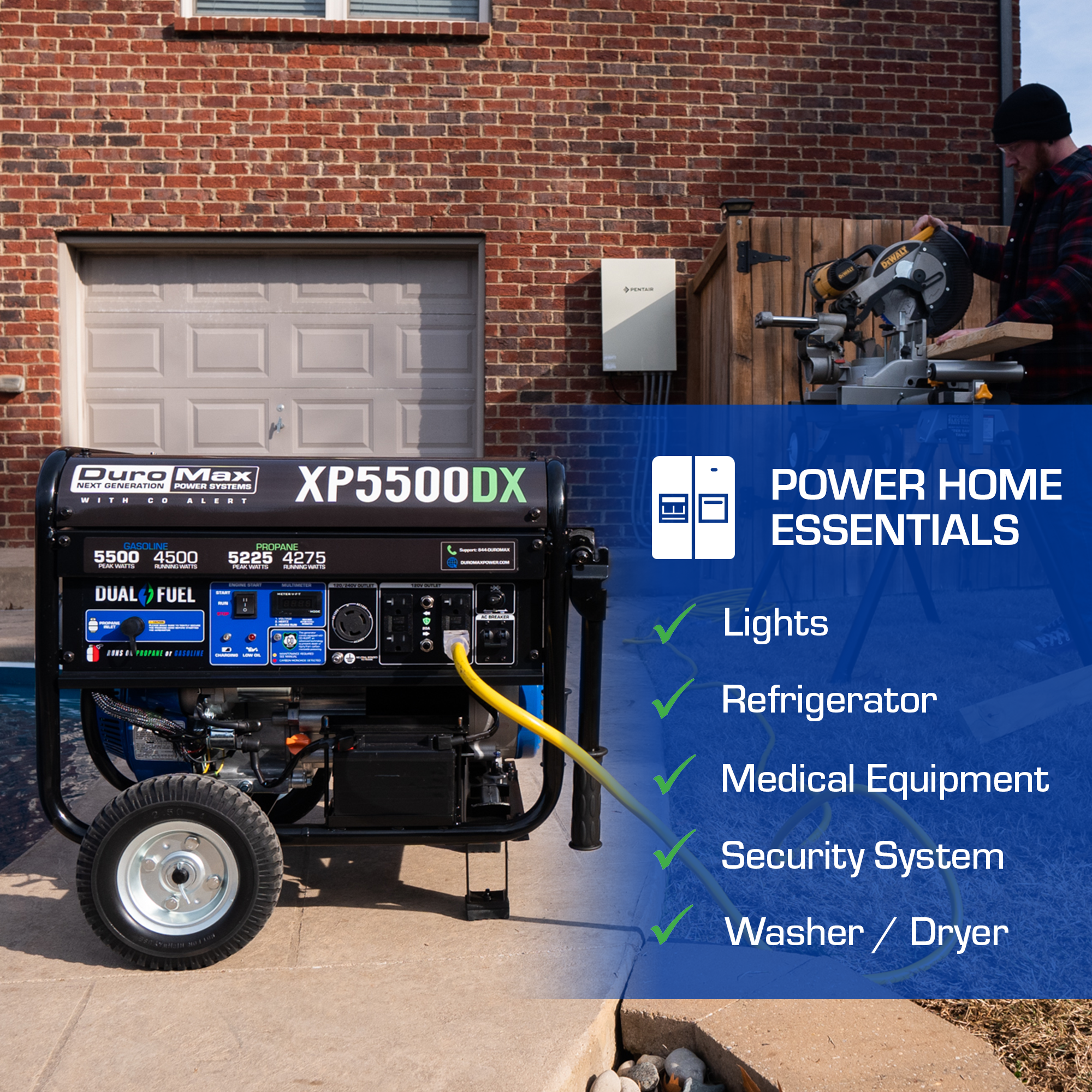 5,500 Watt Dual Fuel Portable Generator w/ CO Alert