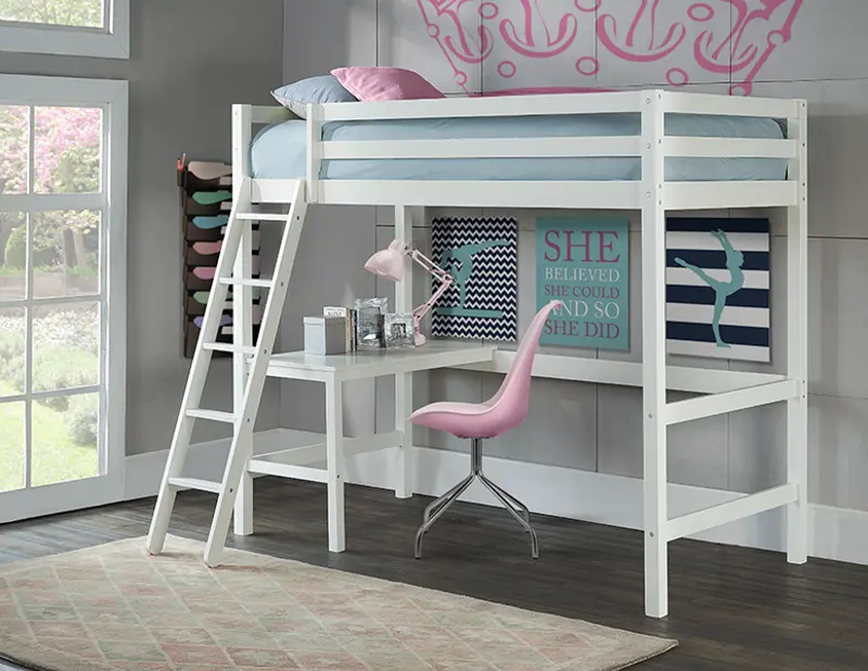 Classic Contemporary White Twin Loft Bed - Caspian