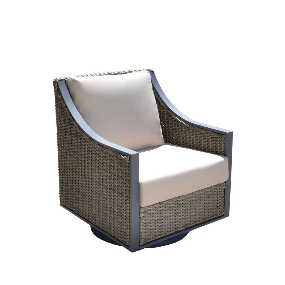 Abbyson Memphis Outdoor Wicker Swivel Chair (Set of 2)