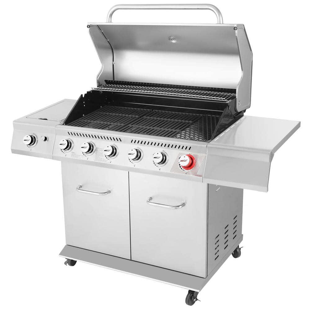 Royal Gourmet 6Burner Propane Gas Grill in Stainless Steel with Sear Burner and Side Burner