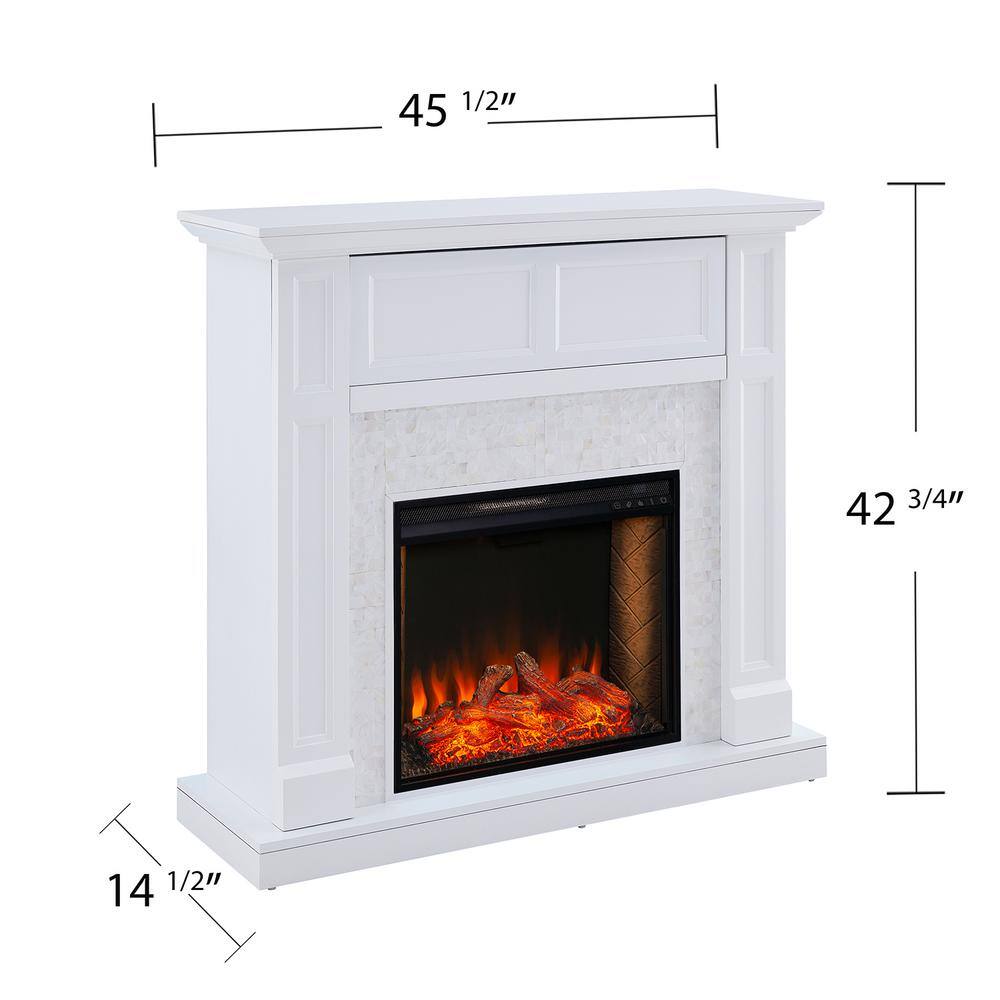 Southern Enterprises Lester Alexa-Enabled Smart 46 in. Electric Fireplace in White HD014623