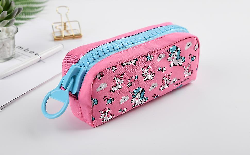 Veeki Cute Pencil Case For Girls， Kids Makeup Bag And Pencil Bags With Large Zipper， Pen Pencil Pouch For School/office， Pen Box Case Desk Stationery