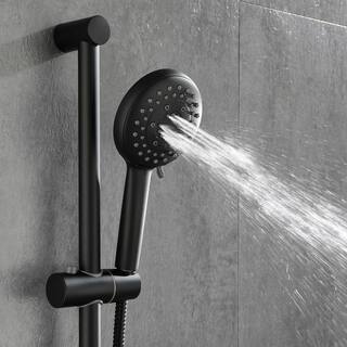 Magic Home 3-Spray Patterns 1.75 GPM 4.9 in. Wall Mounted Handheld Shower Head in Matte Black 928-TH3001MB