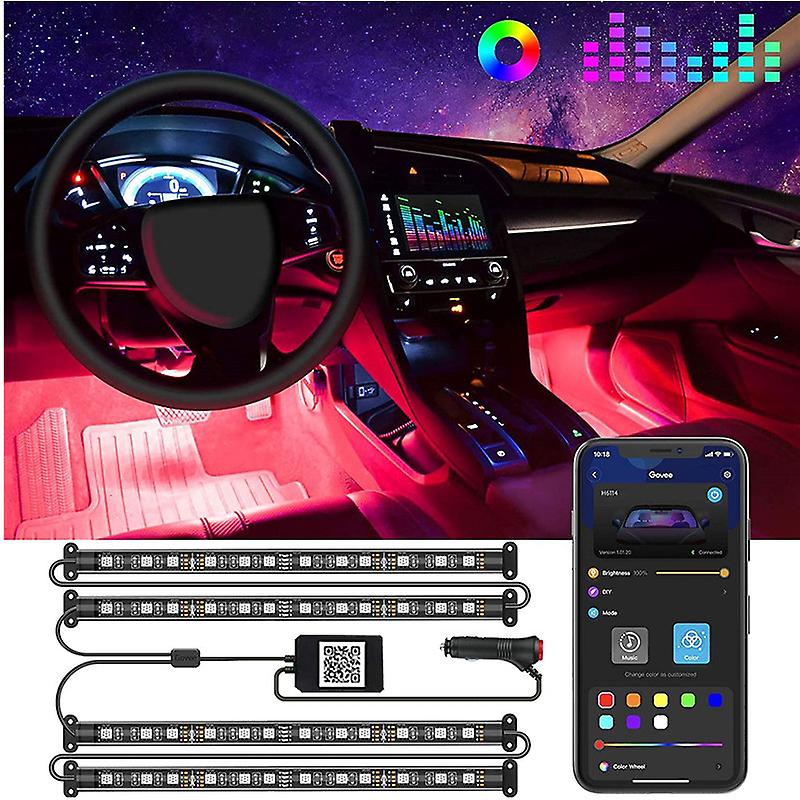 Foot Sound-activated Led Car Colorful Music Rhythm Light-app Bluetooth Colorful [usb Interface] 48led (one Set)