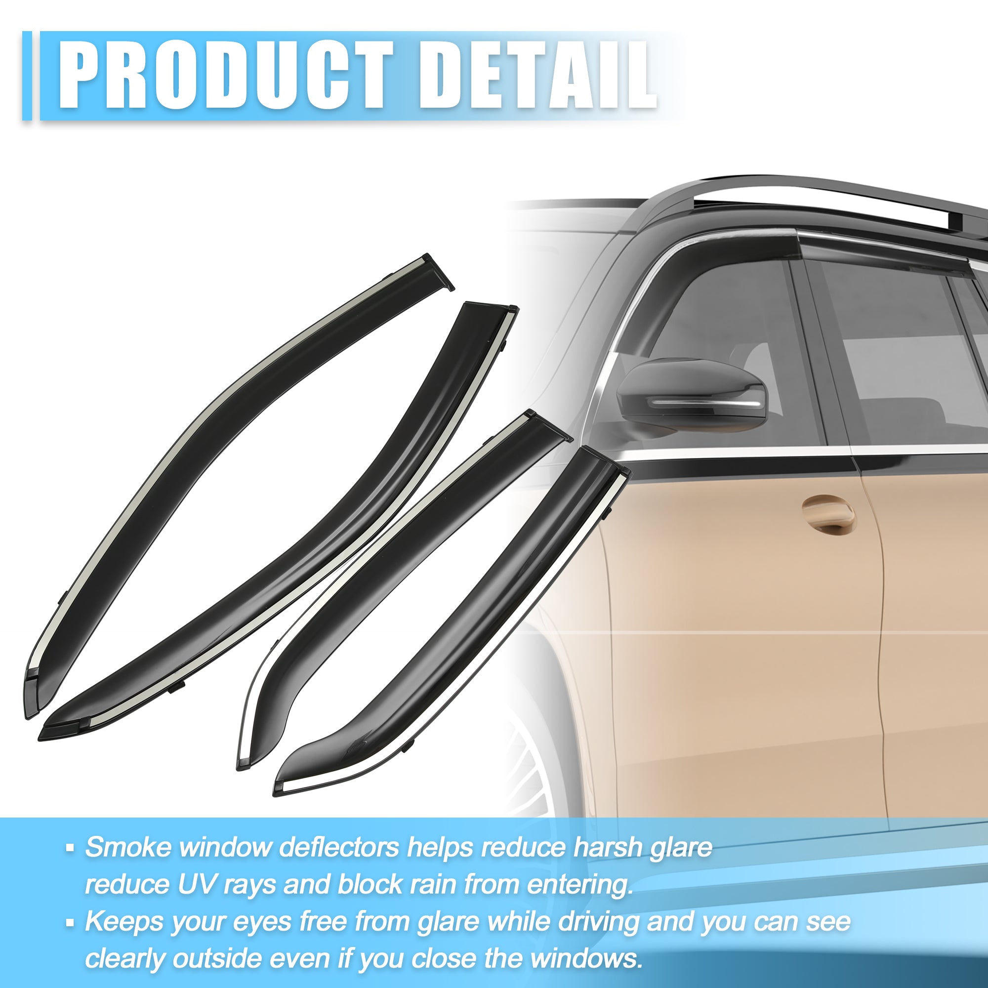 Unique Bargains 1 Set Window Vent Visor Deflectors Rain Guards Fit for Buick Encore 2013-2022 Black