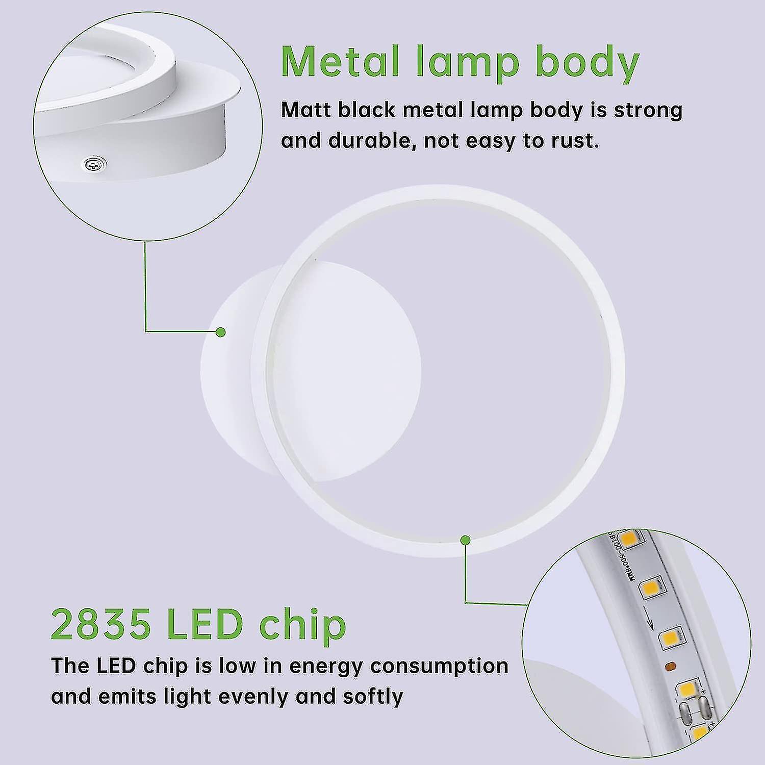 12w Led Indoor Wall Light Wall Lamp 3000k Warm White Wall Light， Ac 220v White Indoor Lights Wall Decor For Bedroom Living Room Hallway Staircase Wall