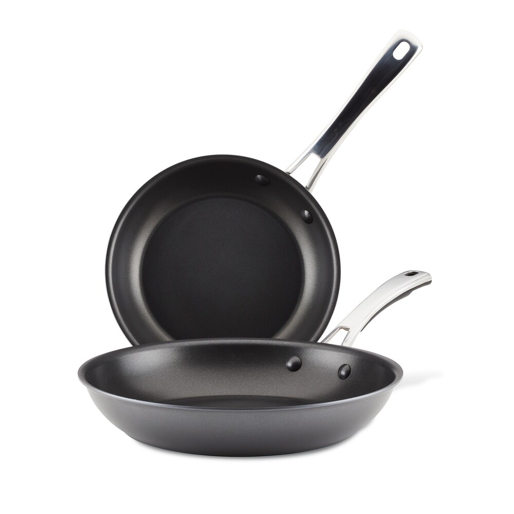 Rachael Ray Cook + Create Hard Anodized Nonstick Frying Pan Set  2 Piece  Black