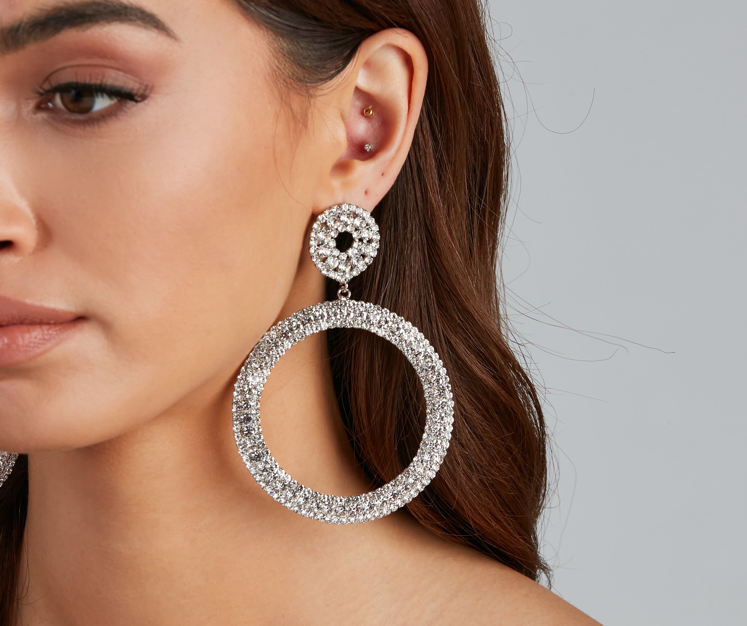 Lady In Rhinestone Hoops