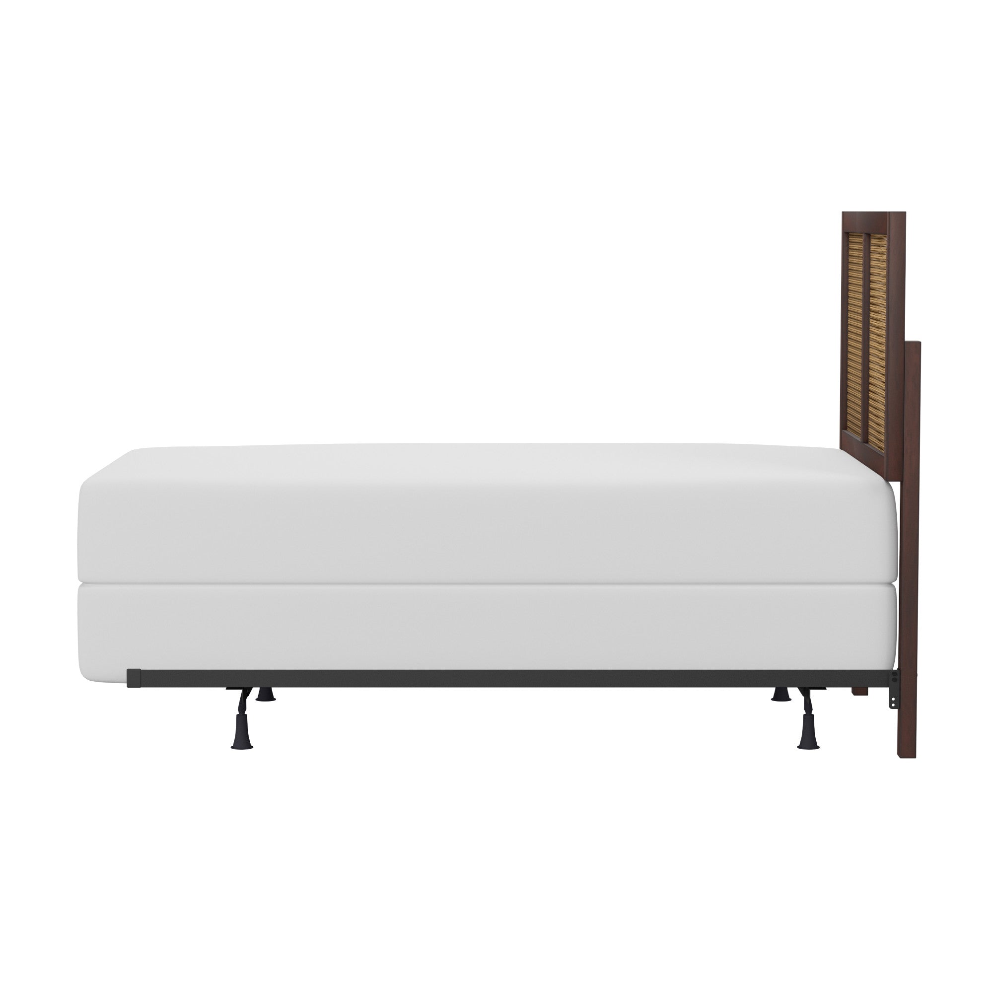 Hillsdale Furniture Serena Wood and Cane Panel Twin Headboard with Bed Frame, Chocolate