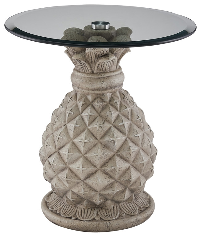 Linon Pensacola Pineapple MGO Accent Side Table in Gray   Tropical   Side Tables And End Tables   by Homesquare  Houzz