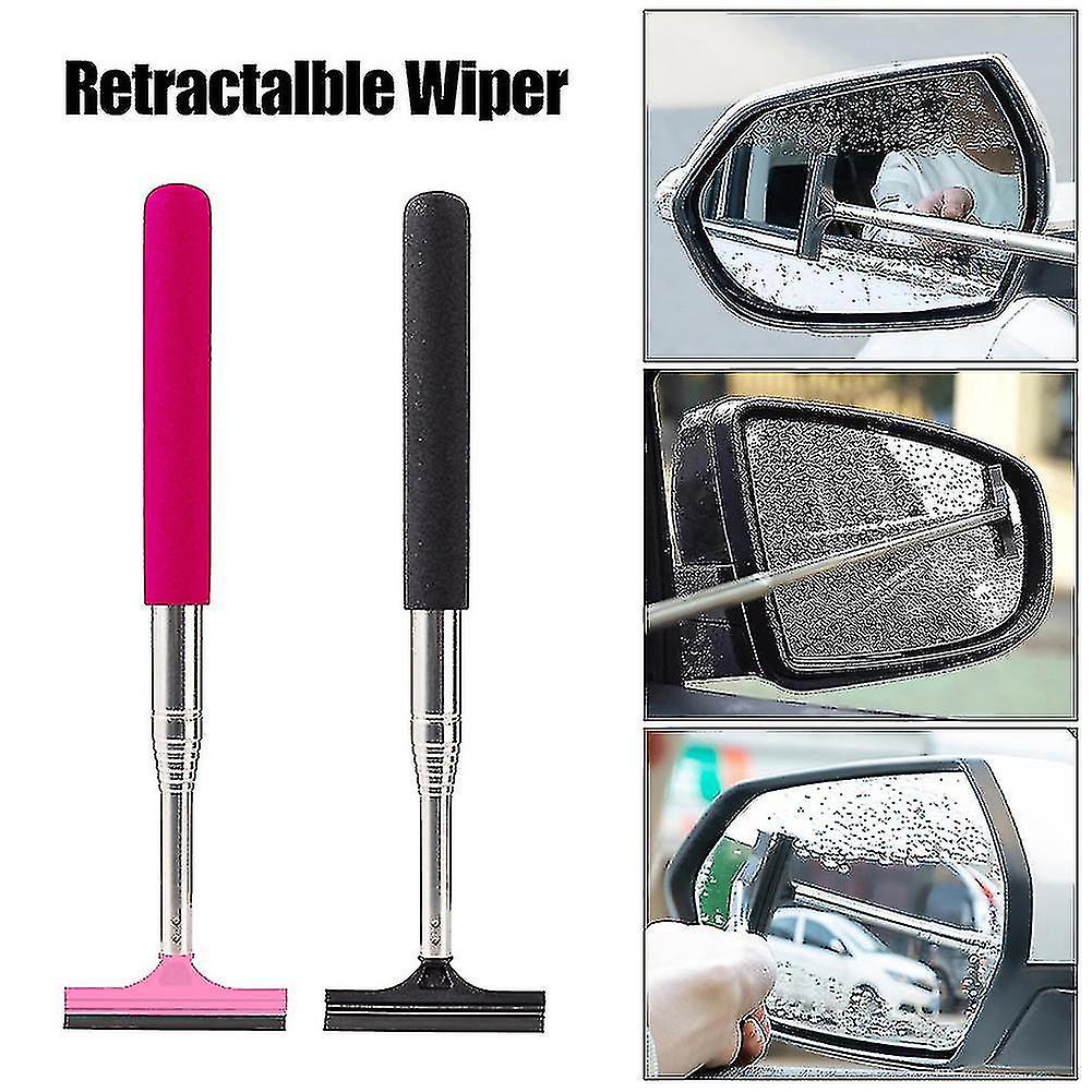 Wiper Blades， Car Rearview Mirror Retractable Wiper Portable Auto Mirror Mist Remover Rainy Cleaning Tool