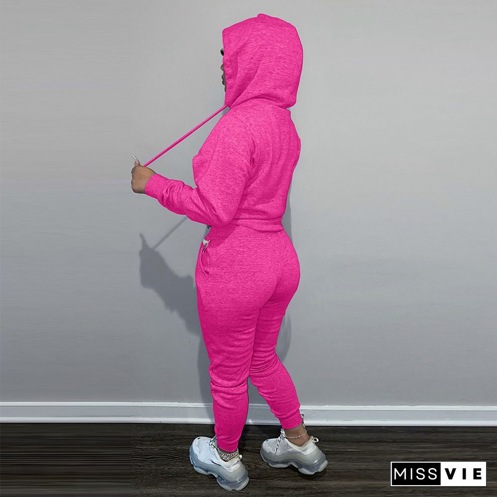 Fleece Hoodies Sweatshirt and Pants Tracksuit