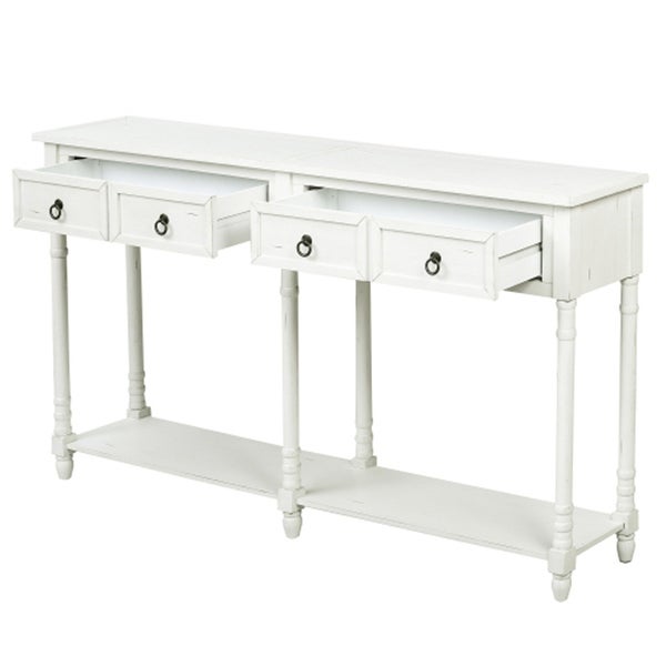 Entryway Sofa Console Table with Storage Drawers and Shelf (White)