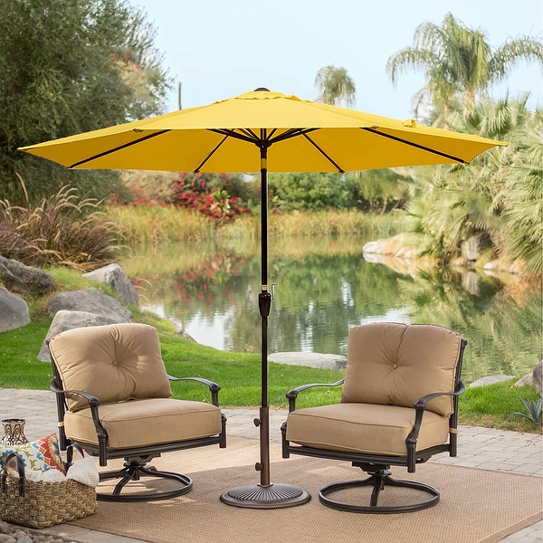 10FT Patio Umbrella Table Market Umbrella with Push Button Tilt， Polyester Canopy Shade - Overstock - 34180980