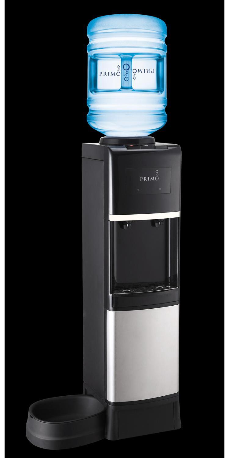 Primo Pet Station Water Dispenser Top Loading， Hot/Cold Temperature， Black and Stainless Steel