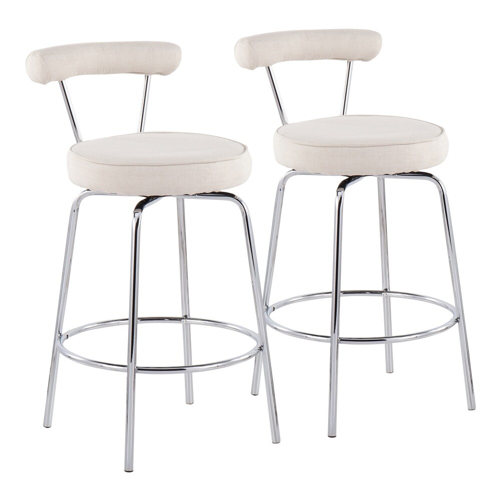 Steel Frame Contemporary Fabric Counter Stool  Set of 2