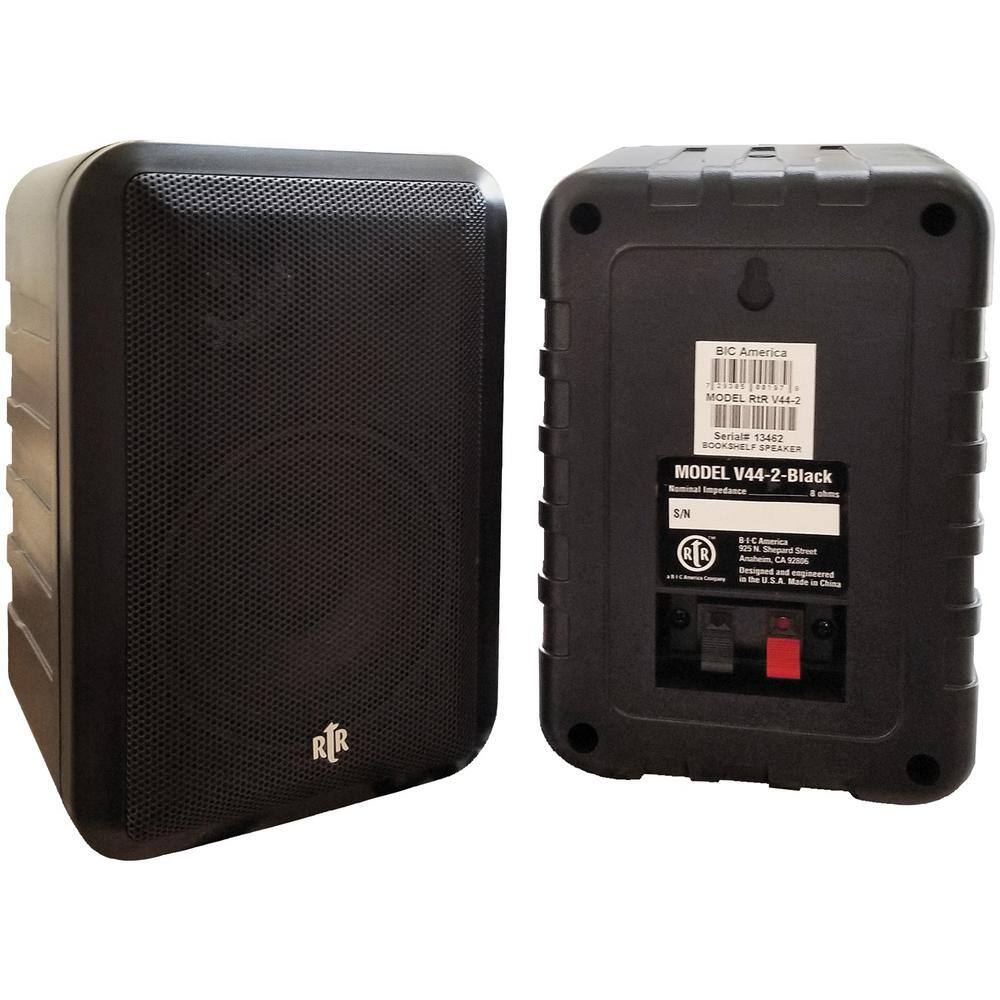 BIC America 100-Watt 3-Way 4 in. RtR Series IndoorOutdoor Speakers in Black RTRV44-2