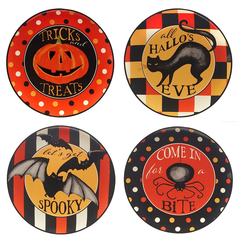 Certified International Spooky Halloween 4-piece Dessert Plate Set