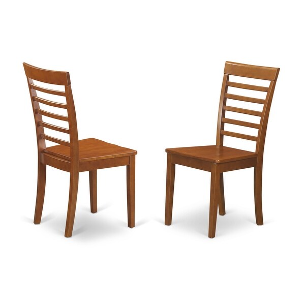 East West Furniture Modern Milan Saddle Brown Dining Chairs - Set of 2 (Seat's Type Options)