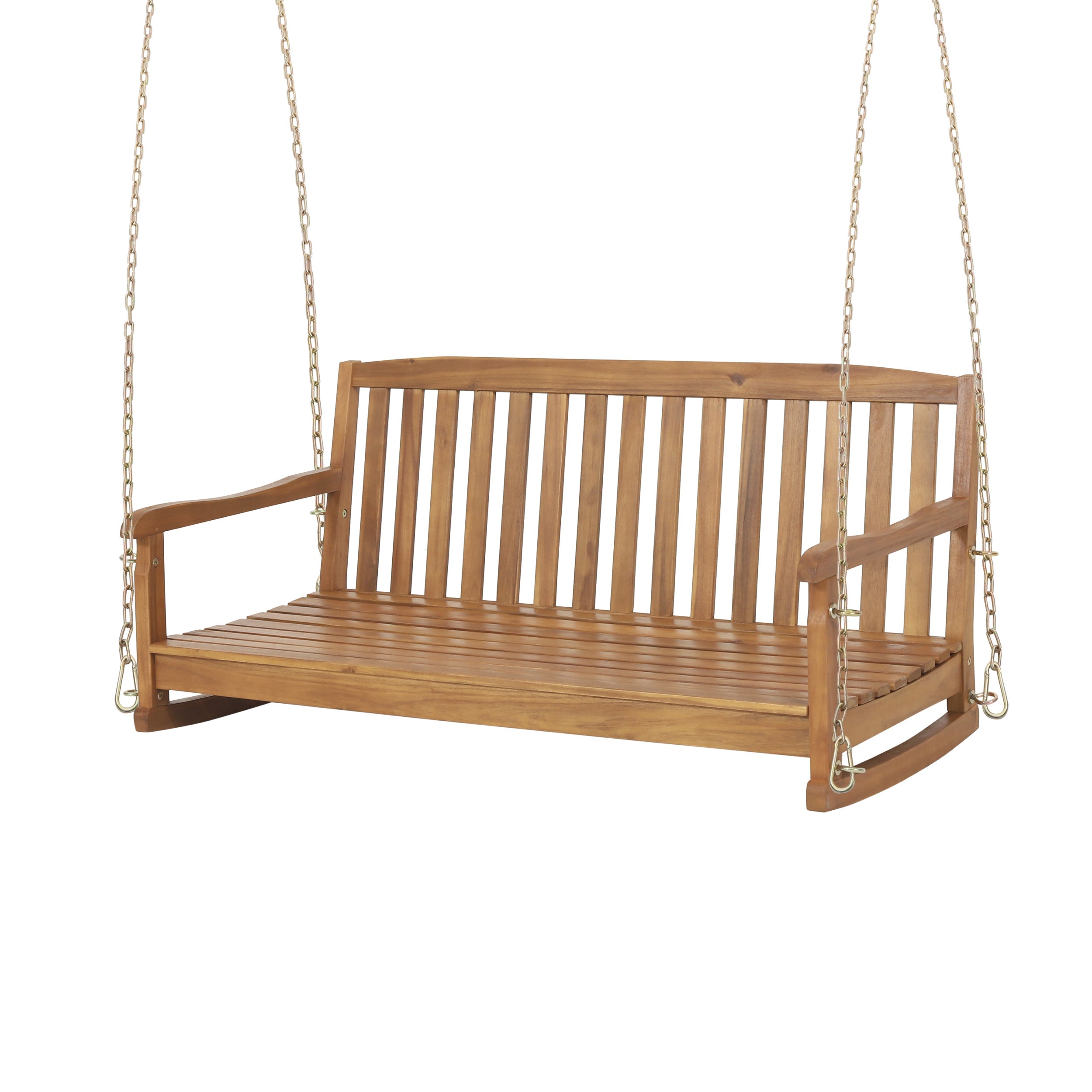 Maurers Outdoor Acacia Wood Hanging Porch Swing