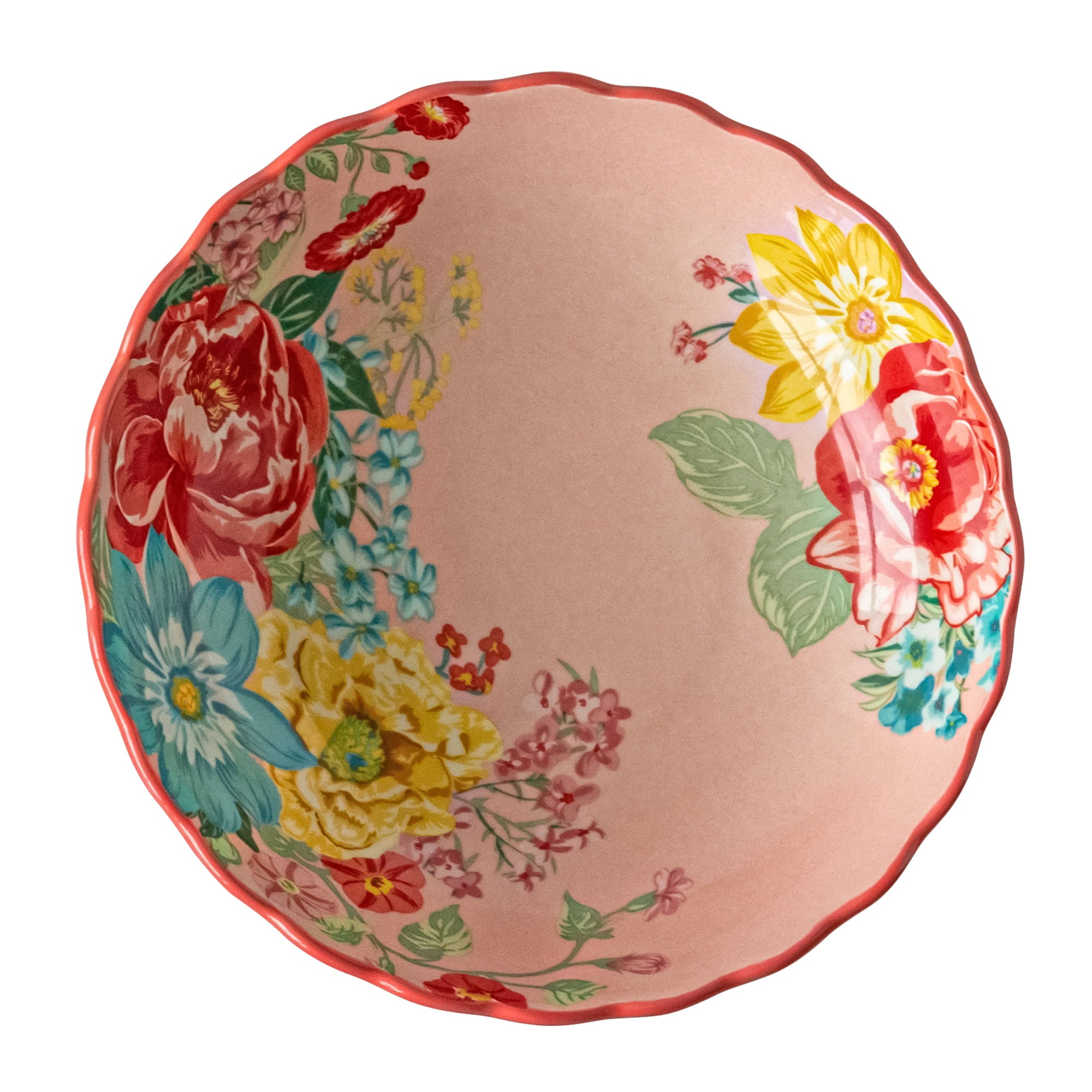 The Pioneer Woman Fancy Flourish Stoneware Pasta Bowl， Pink