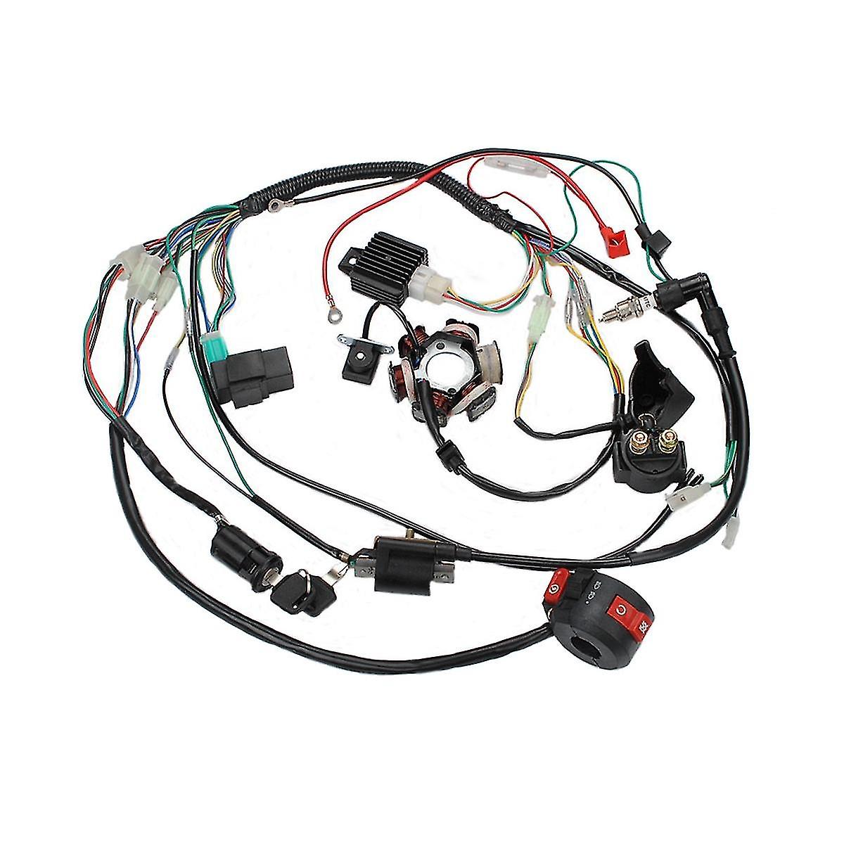 Motorcycle Atv Pit Bike Go Kart Full Complete Electrics Wiring Harness Stator 6 Coil For 50-125cc